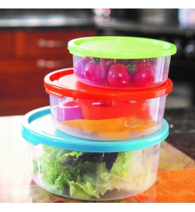 Set of 3 dimensions round food container